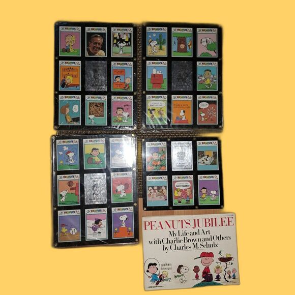 VINTAGE 1990 Peanuts full set 33 Trading Cards & 1975 Peanuts Jubilee Soft Cover - Picture 1 of 9